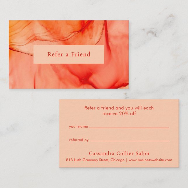 Bold Abstract Orange Modern Referral Card (Front/Back)