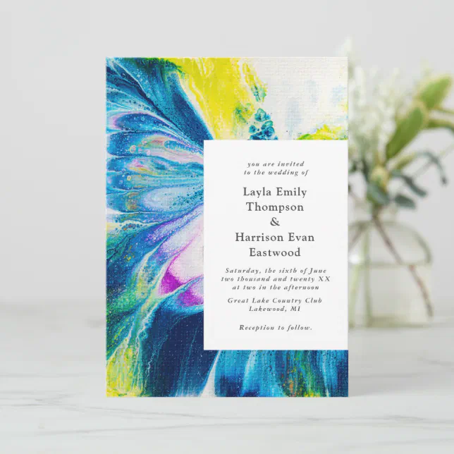 Bold abstract painted background invitation | Zazzle