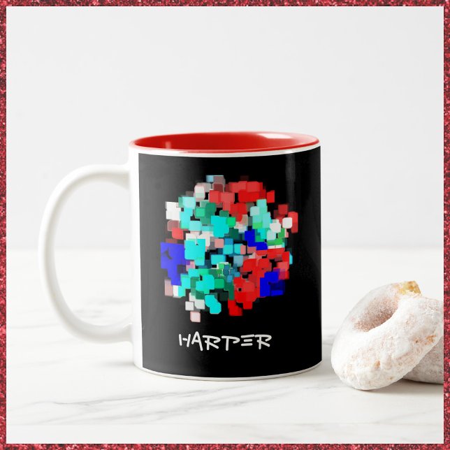 Bold Abstract Personalized Cubes Mug (Creator Uploaded)