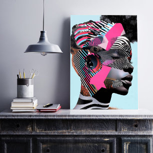 Bold Abstract Portrait with Vibrant Patterns Poster