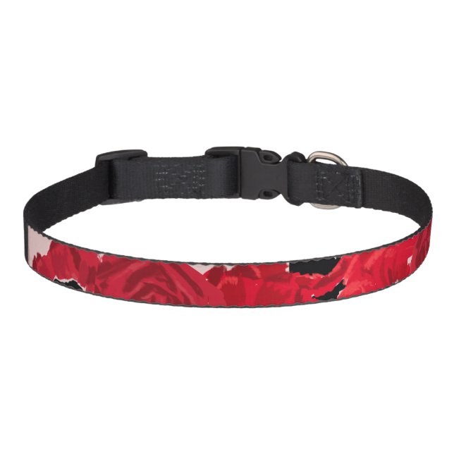 Bold Abstract Roses and Poppies Pet Collar (Front)