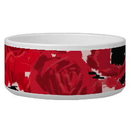 Bold Abstract Roses and Pretty Poppies Pet Bowl