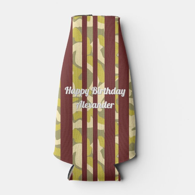 Bold Abstract Stripes Pattern Any Age Birthday  Bottle Cooler (Front)