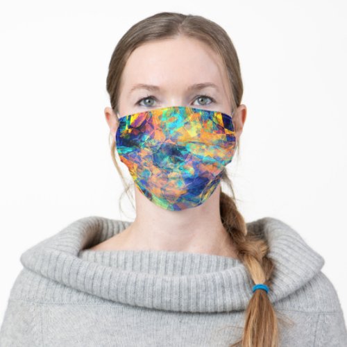 Bold Abstract Teal Rainbow Prism Art Pattern Adult Cloth Face Mask