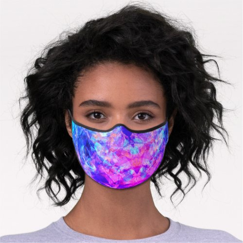 Bold Abstract Teal Rainbow Prism Art Pattern Premium Face Mask