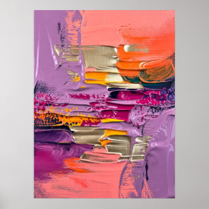 Bold Abstract Texture – Pink and Gold Impasto Poster