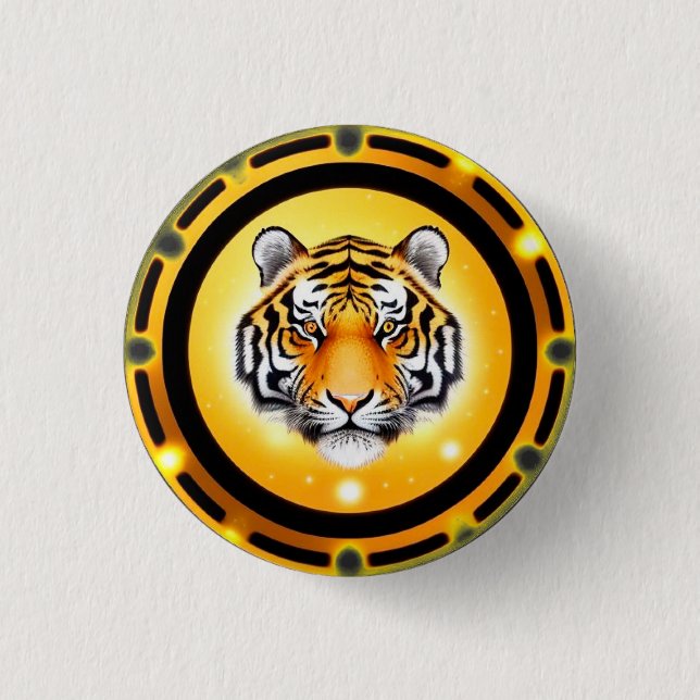 Bold Abstract Tiger Illustration Button (Front)