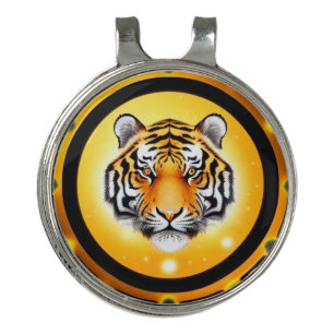 Bold Abstract Tiger Illustration Golf Hat Clip