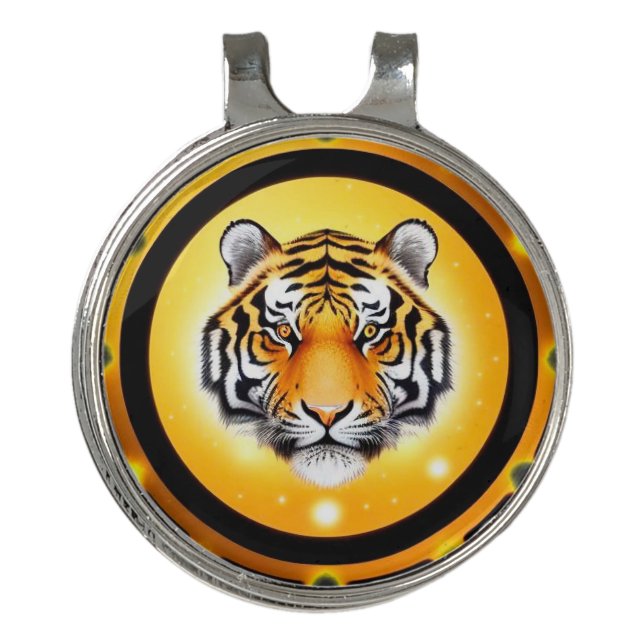 Bold Abstract Tiger Illustration Golf Hat Clip (Front)
