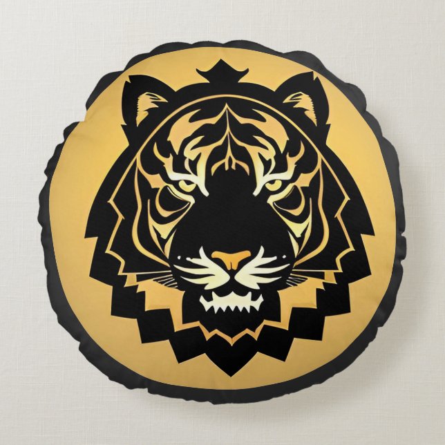 Bold Abstract Tiger Illustration Round Pillow (Front)
