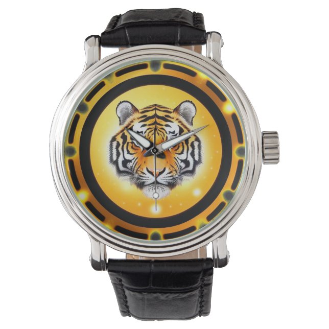 Bold Abstract Tiger Illustration Watch (Front)