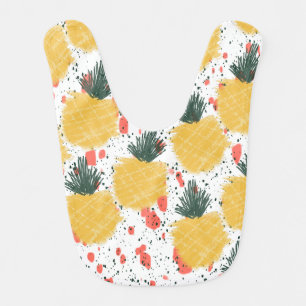 Bold Abstract Tropical Pineapples Foodie Vegan Baby Bib