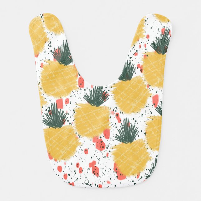 Bold Abstract Tropical Pineapples Foodie Vegan Baby Bib (Front)