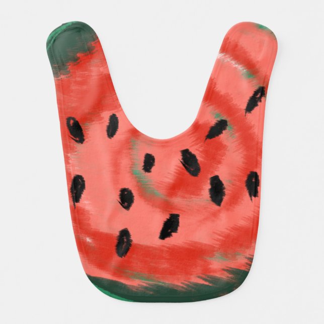 Bold Abstract Watermelon Sliced Foodie Vegan Baby Bib (Front)