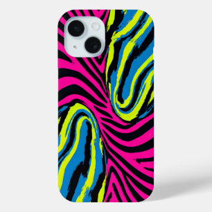 Bold Abstract Zebra Stripe in Bright Colors iPhone 15 Case