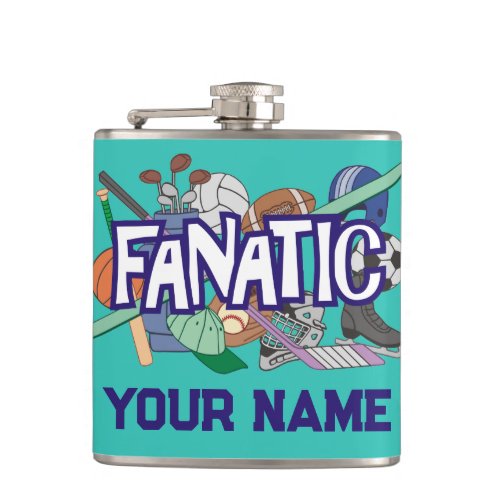 Bold Active Sports Fanatic Athletics Collage Flask
