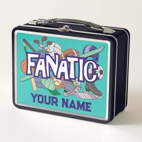 Bold Active Sports Fanatic Athletics Collage Metal Lunch Box