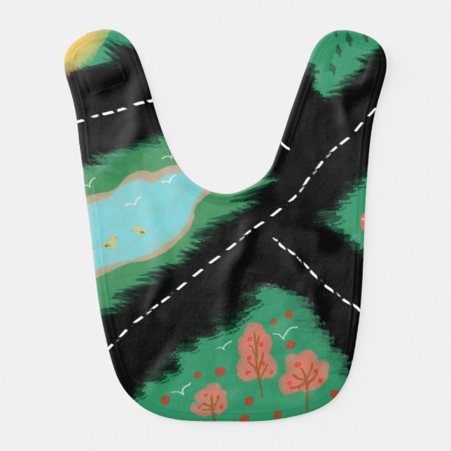 Bold Adventure Apple Trees and Ponds Map Baby Bib (Front)