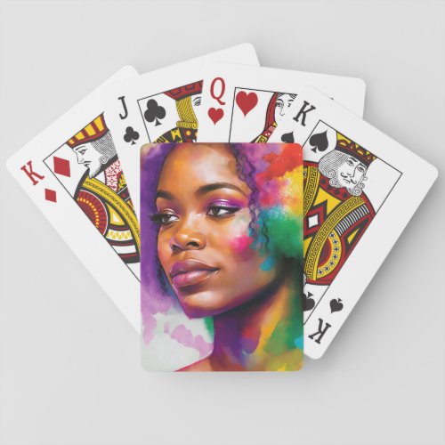 Bold African American Woman Playing Cards