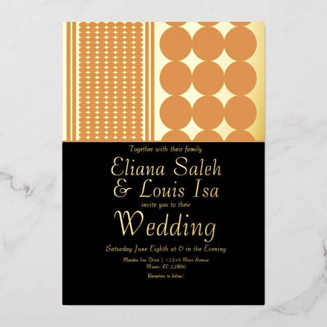 Bold African Ankara Border Wedding Pressed   Foil Invitation (Front)