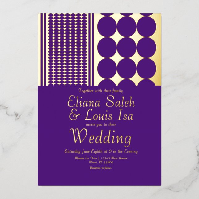 Bold African Ankara Border Wedding Pressed  Foil Invitation (Front)