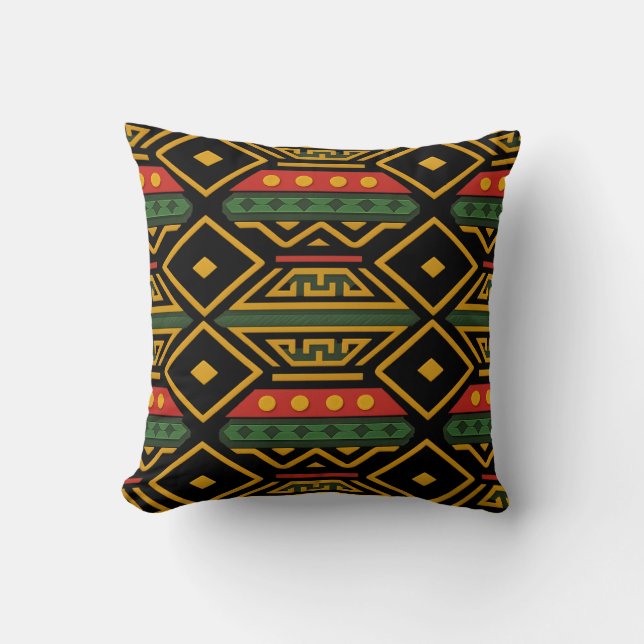 Bold African Print Design Throw Pillow (Front)