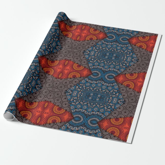 Bold African Tribal Pattern Wrapping Paper (Unrolled)