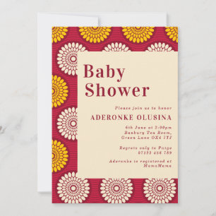 Bold African Wax Print Red & Yellow Baby Shower Invitation