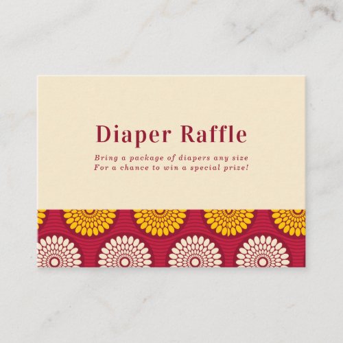 Bold African Wax Print Red  Yellow Diaper Raffle Enclosure Card