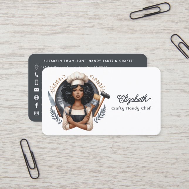 Bold Afro Glam Crafting Business Branding Card (Front/Back In Situ)