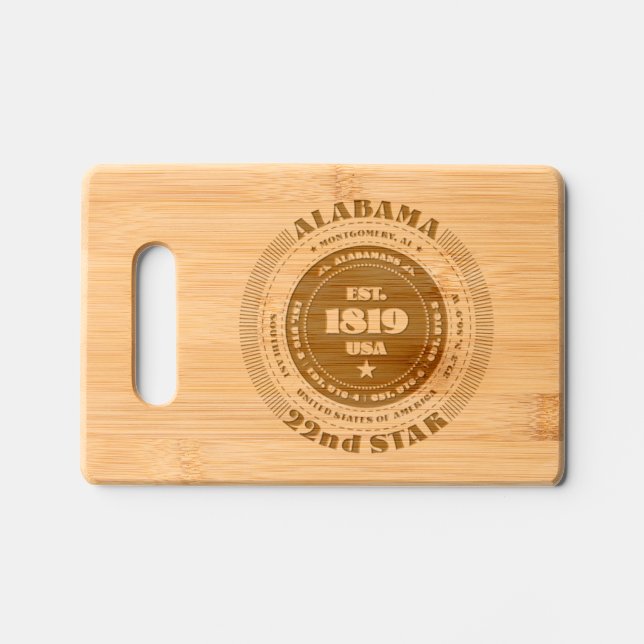 Bold Alabama State Design Engraved Cutting Board (Front)
