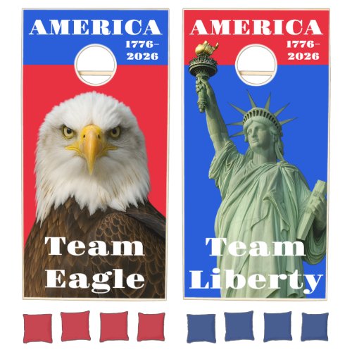 Bold America 1776–2026 Team Eagle vs Team Liberty Cornhole Set