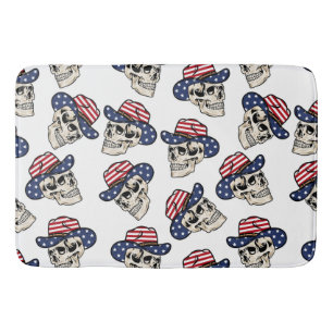 Bold American Cowboy Skull Bath Mat