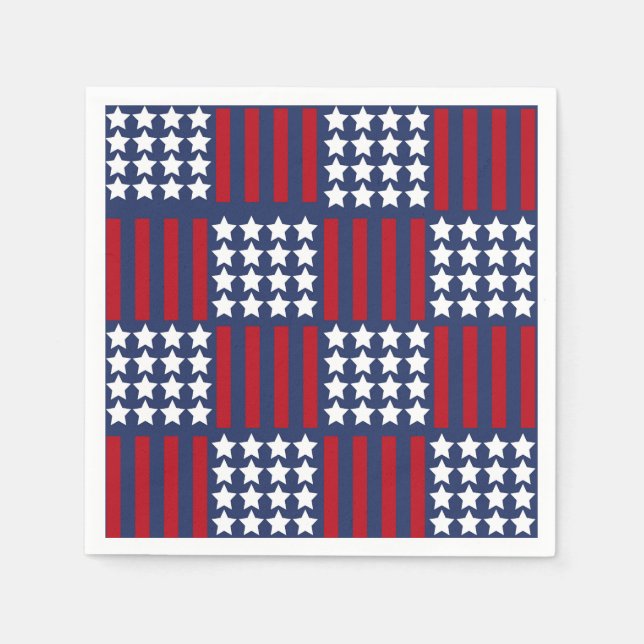  Bold American Spirit Stars & Stripes Celebration Napkins (Front)