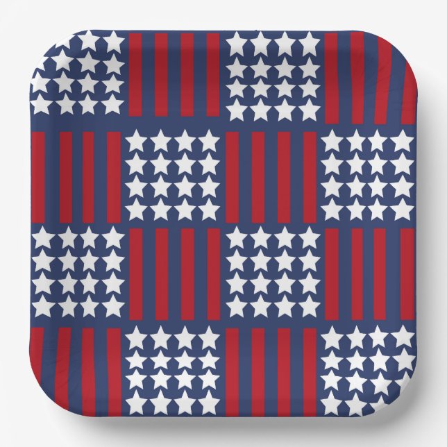 Bold American Spirit Stars & Stripes Celebration Paper Plates (Front)