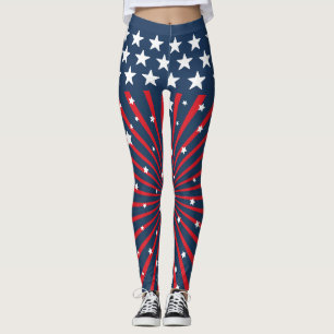Bold Americana Fourth of July Patriotic Starburst Leggings