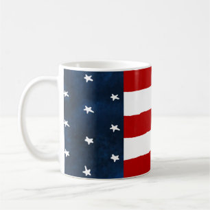 Bold Americana Style Watercolor American Flag Coffee Mug