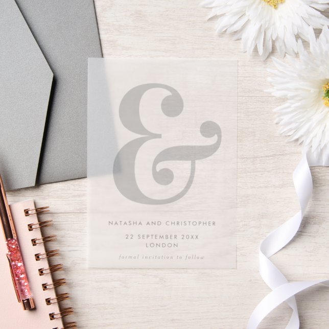 Bold Ampersand Overlay Save the Date Vellum Invitations (Wedding)
