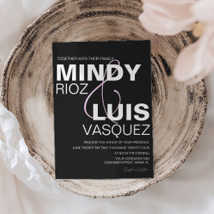 BOLD AMPERSAND Script Black Pink Wedding Invitatio Invitation