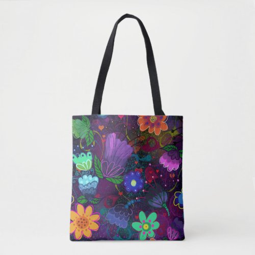 Bold and Beautiful Boho Bright Floral Art Tote Bag