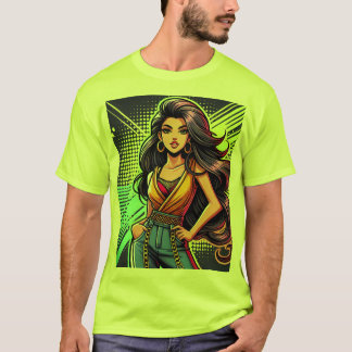 Bold and Beautiful Cartoon Girl T-Shirt Des