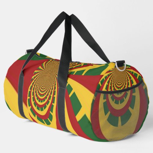 Bold and Beautiful in Red Golden Green Print Duffle Bag