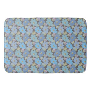 Bold and Blue Cosmos Flowers Bath Mat