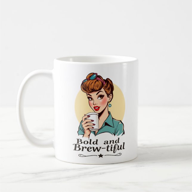 Bold and Brew-tiful Glamorous Retro Coffee Mug (Left)