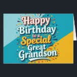 Bold and Bright Birthday Card for Great Grandson<br><div class="desc">Make your great-grandson’s birthday shine with this bright and cheerful card! Bursting with bold colors, fun fonts, and playful energy, it’s the perfect way to celebrate a boy who brings so much joy. The inside is ready for your personalized message, heartfelt note, or even a favorite photo. Great for any...</div>