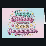 Bold and Bright Birthday Card Great Granddaughter<br><div class="desc">Make your great-granddaughter’s birthday shine with this bright and cheerful card! Bursting with bright pastel colors, fun fonts, and playful energy, it’s the perfect way to celebrate a girl who brings so much joy. The inside includes a wonderful heartfelt verse, but is ready for your personalized message, thoughtful note, or...</div>