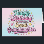 Bold and Bright Birthday Card Great Granddaughter<br><div class="desc">Make your great-granddaughter’s birthday shine with this bright and cheerful card! Bursting with bright pastel colors, fun fonts, and playful energy, it’s the perfect way to celebrate a girl who brings so much joy. The inside includes a wonderful heartfelt verse, but is ready for your personalized message, thoughtful note, or...</div>
