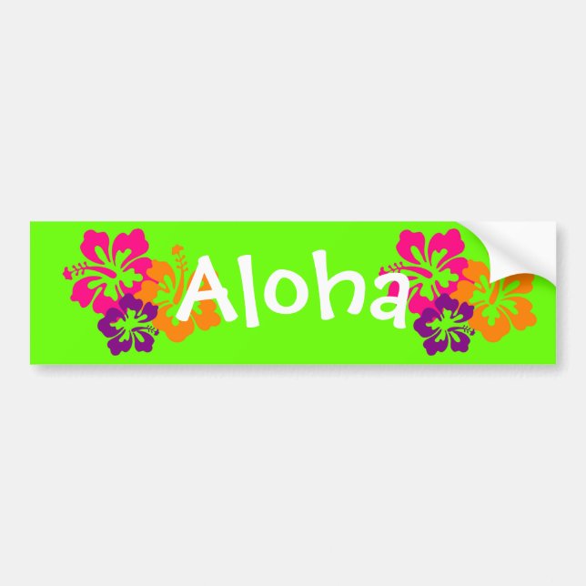 Bold and Bright Hawaiian Flowers Bumper Sticker (Front)
