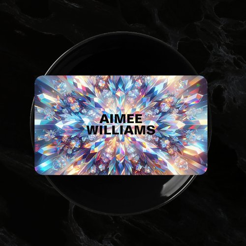 Bold and Bright Holographic Crystal  Business Card