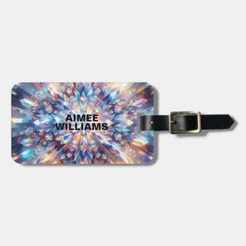 Bold and Bright Holographic Crystal  Luggage Tag